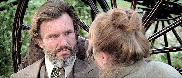 Kris Kristofferson as Jim Averill, trying to convince Ella to leave Wyoming in Heaven's Gate (1980)