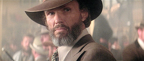 Kris Kristofferson as Jim Averill, watching the association's hired guns stock up for an invasion in Heaven's Gate (1980)