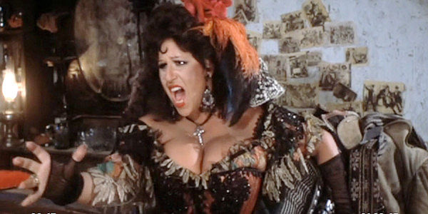 Lainie Kazan as Marguerita belts out 'South of My Border,' an invite to the men of Chili Verde in Lust in the Dust (1985)