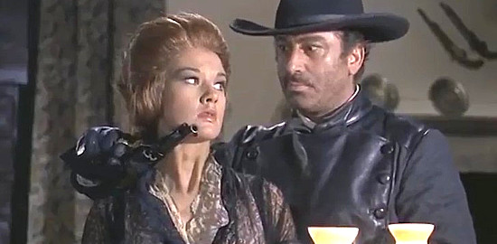 Pamela Tudor as Steffy Mendoza with Frank Wolff as John (Black) Tracy in Last of the Badmen (1967)