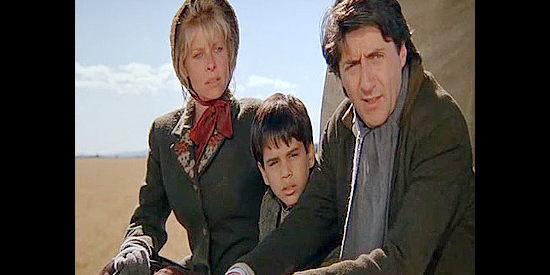 The McKaskels -- Kate Capshaw as Susanna, Kenny Morrison as Tom and Tom Conti as Duncan -- learn of the Little Bighorn and the likely death of Susanna's brother in-law in The Quick and the Dead (1987)