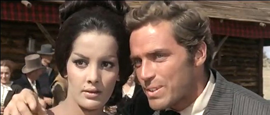 Agata Flori as Rosita Carson with David Bailey as Gregor MacGregor in Seven Guns for the MacGregors (1967)