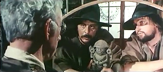 Nello Pazzafini as Abel with Lars Boch as Cain and the Aztec artifact in The Return of Hallelujah (1972)