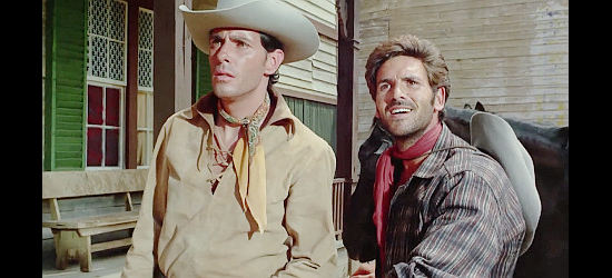 Robert Woods as Johnny Blythe and Renato Rossini as Job arrive in town and immediately sense trouble in Starblack (1966)