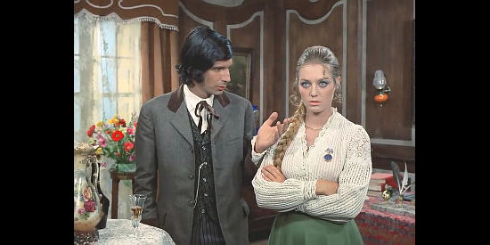 Franco Ricci (Anthony G. Stanton) as Mayor Frank Colony, bidding farewell to Susy Prescott (Simone Blondell) in Four Came to Kill Sartana (1969)