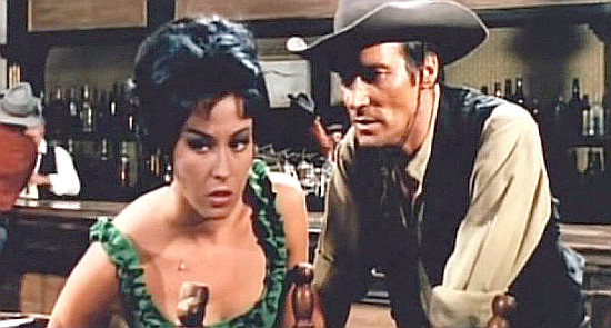 Caterina Trentini (Kathleen Parker) as Jane with Jacques Berthier as Sheriff Jeff Randall in Sheriff with the Gold (1966)