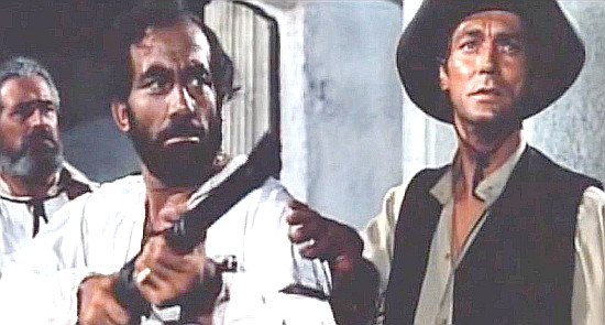 Fortunato Arena (Ares Lucky) as Vargas with Jacques Berthier as Sheriff Jeff Randall in Sheriff with the Gold (1966)