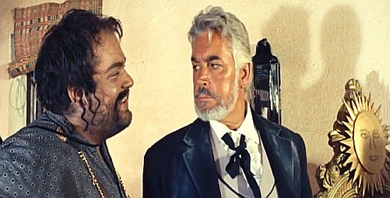 Ricardo Palacios as the bandit leader El Sol negotiating with Renato Baldini as Senator Nensar in Dynamite Joe (1967)