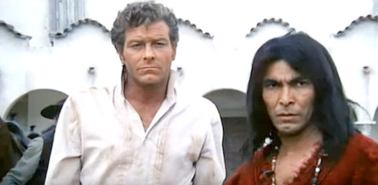 Wayde Preston as Johnny Brennan with his witness Jose Torres as Jerome in God Will Forgive My Pistol (1969) 