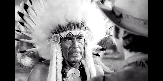 Chief Thundercloud as Sleeping Fox, leader of the Indians attempts to oust the whites from their land in Davy Crockett, Indian Scout (1950)