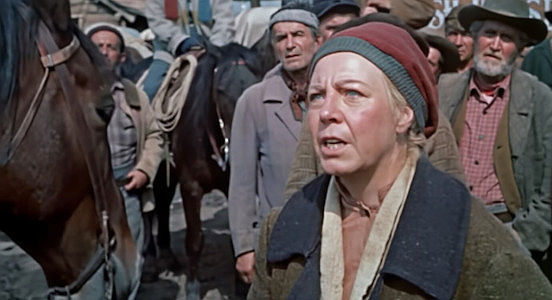 Connie Gilchrists as Hominy, disappointed to see Ronda Castle arrive in Dawson in The Far Country (1954)