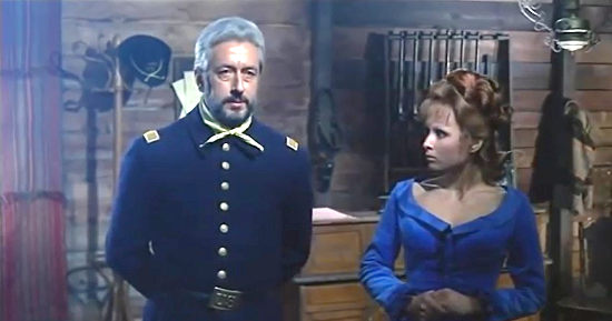 Franco Fantasia (Frank Farrell) as Captain Roy with Antonella Judica as Carmen in Blood Calls to Blood (1968)