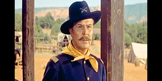 George F. Lewis as Cap. Alonzo Clark, realizing the Modoc have gone on the warpath in Drum Beat (1954)