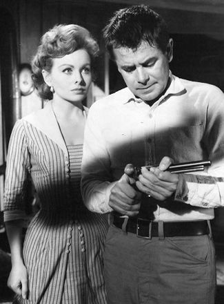 Jeanne Crain as Dora Temple and Glenn Ford as George Temple in The Fastest Gun Alive (1956)