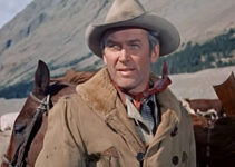 James Stewart as Jeff Webster, watching an avalanche prove his point in The Far Country (1954)