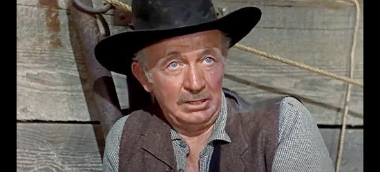 Walter Brennan as Sam Brannon, warning against stirring up hostilities with the Indians in Drums Across the River (1954)