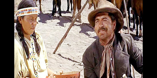 Claude Akins as Seely Jones, the Indian trader Lt. Hazard runs off the cavalry post in A Distant Trumpet (1964)