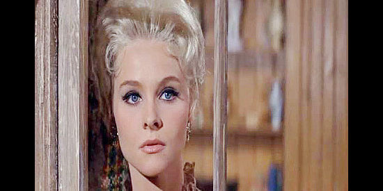 Diane McBain as Laura Frelief, watching a solider being branded for deserting his post in A Distant Trumpet (1964)