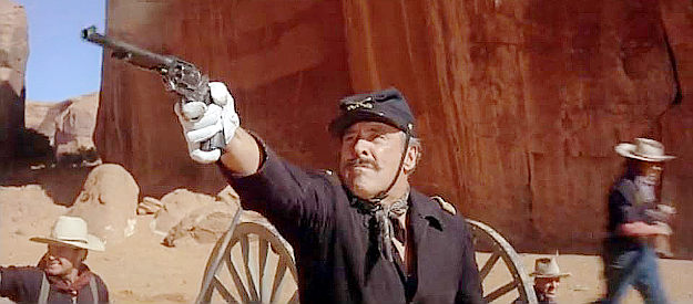 George O'Brien as Major Braden, commander of the reservation outpost the Cheyenne flee from in Cheyenne Autumn (1964)