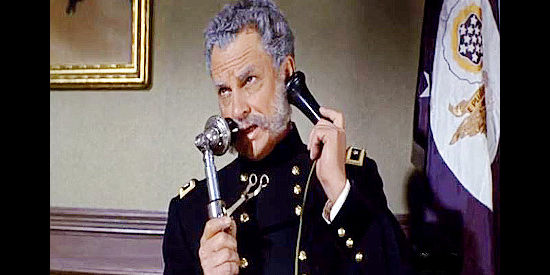James Gregory as Gen. Alexander Upton Quaint, straightening out a matter with the president in A Distant Trumpet (1964)