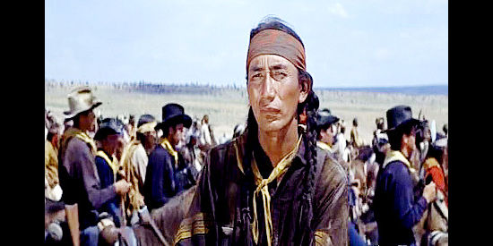 John War Eagle as White Cloud, the scout who helps Lt. Hazard on his perilous mission in A Distant Trumpet (1964)