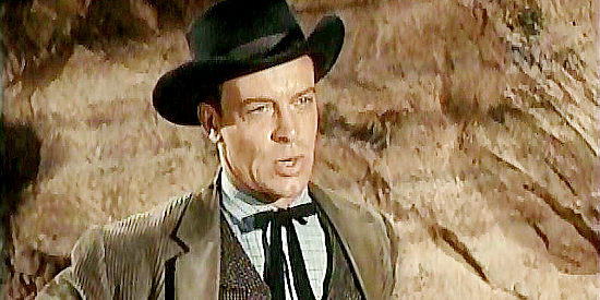 Skip Homeier as Pink, trying to figure out a way the posse can keep the stolen bank loot in Bullet for a Badman (1964)
