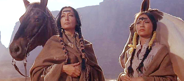 The wives of Little Wolf, the youngest of whom (left) runs off with Red Shirt. Does anyone know who plays these parts in Cheyenne Autumn (1964)?