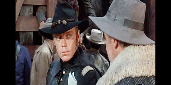 Berkeley Harris as Capt. Richards, denying Charlie Anderson a chance to look for his son among the captured Rebels in Shenandoah (1965)