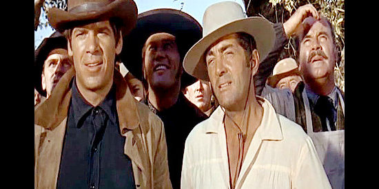 Brad Weston as Jess Torrey, new sheriff of Jericho with his boss Alex Flood (Dean Martin) in Rough Night in Jericho (1967)