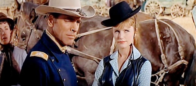 Burt Lancaster as Col. Thaddeau Gearhart bickering with Cora Massingale (Lee Remick) again in The Hallelujah Trail (1965)