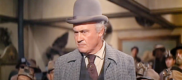 Dub Taylor as Mayor Clayton Howard, realizing Denver is running low on alcohol with winter rapidly approaching in The Hallelujah Trail (1965)