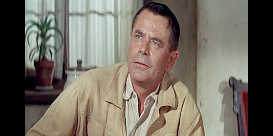 Glenn Ford as Marshal Dan Blaine, an ex-con turned lawman and confident in his ability to outdraw any man in The Last Challenge (1967)