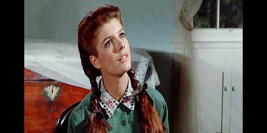 Katharine Ross as Ann Anderson, taking about the wonders of marriage to sister-in-law Jennie in Shenandoah (1965)