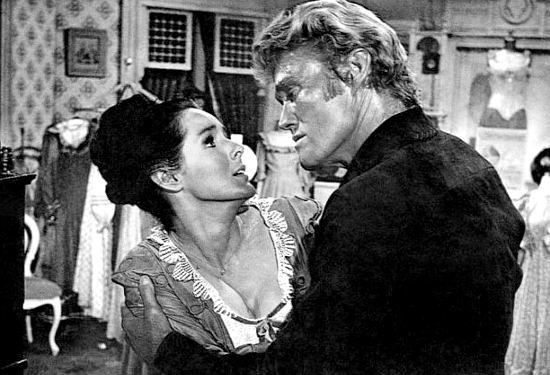 Kathryn Hays as Jessie Trapp with long-lost husband Jonas Trapp (Chuck Connors) in Ride Beyond Vengeance (1966)