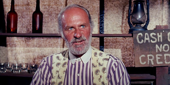 Keenan Wynn as Zar, the man who sees dollar signs when he opens a new saloon in Welcome to Hard Times (1967)