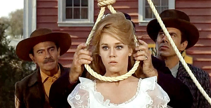 Jane Fonda as Cat Ballou, about to be hanged for killing a man in Cat Ballou (1965)