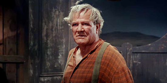 Paul Birch as Mr. Fee, founder of the town, coming to Flo's defense in Welcome to Hard Times (1967)