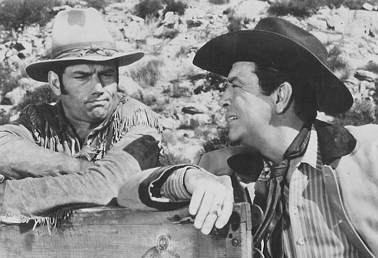 Ralph Taeger as Hondo Lane with Robert Taylor as Gallagher in Hondo and the Apaches (1967)