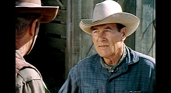 Richard Arlen as Matthew Ridgeway, trying his best to squelch any romances between Willie Duggans and his daughter in The Bounty Killer (1965)
