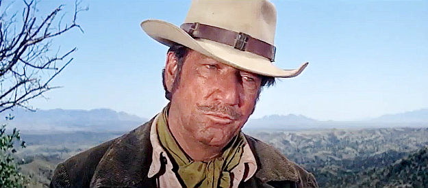Richard Boone as Grimes, about to force a wagon full of passengers to take a detour in Hombre (1967)