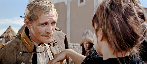 Richard Harris as Capt. Banjamin Tyreen meeting Teresa Santiago in Major Dundee (1965)