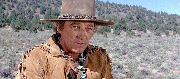 Robert Mitchum as famed guide Dick Summers, losing his eyesight but leading one last wagon train west in The Way West (1967)