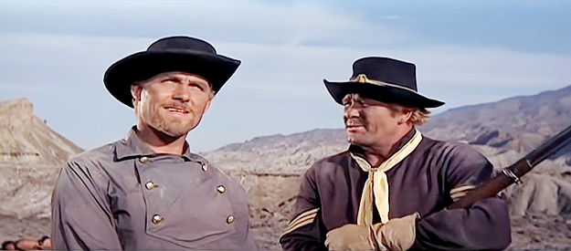 Robert Shaw as George Custer and Robert Hall as Sgt. Buckley in Custer of the West (1967)