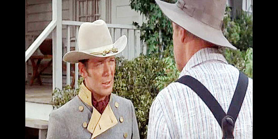 Tom SImcox as Lt. Johnson, showing up to recruit some of Charlie Anderson's sons into the Rebel army in Shenandoah (1965)