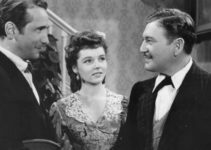 Victor Jory as Jeff Barat, Jane Wyatt as Eleanor Sager and Richard Dix as John Bonniwell in The Kansan (1943)