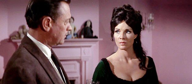 Janice Rule as Liz Pickering, pleading with Alvarez Kelly (William Holden) to help her escape Richmond in Alvarez Kelly (1966)