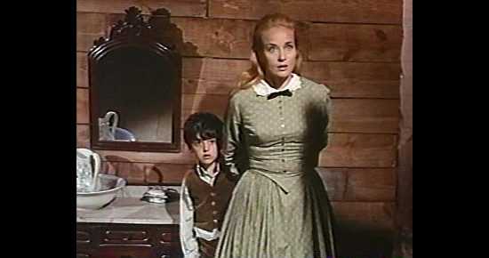 Benjamin Edney as Pauly Galt and Sylvia Syms as his mother Laura face trouble in The Desperados (1969)