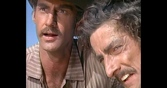 Claude Woolman as Gilcher prepares to sheer Scotty Andrews (Ed Bakey) in Heaven with a Gun (1969)
