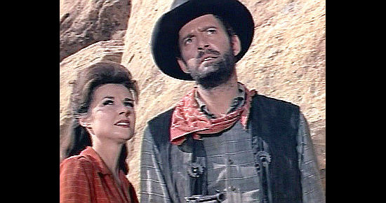 Darlene Lucht as Althea Richards with Robert Dix as Ben Thompson in Five Bloody Graves (1969)