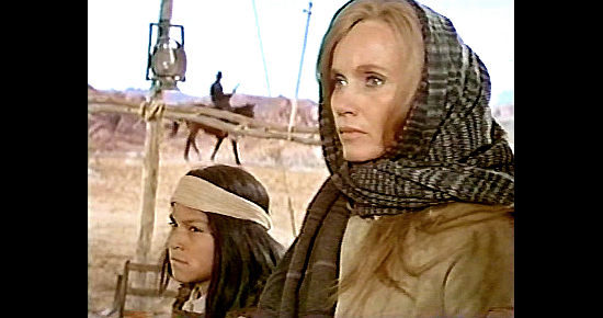 Eva Marie Saint as Sarah Carver and her half-breed son (Noland Clay) wait for what's next in The Stalking Moon (1968)